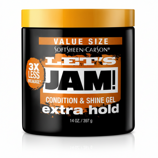 lets jam extra hold conditioning and shine gel for strong hold sleek styling and frizz free shiny hair