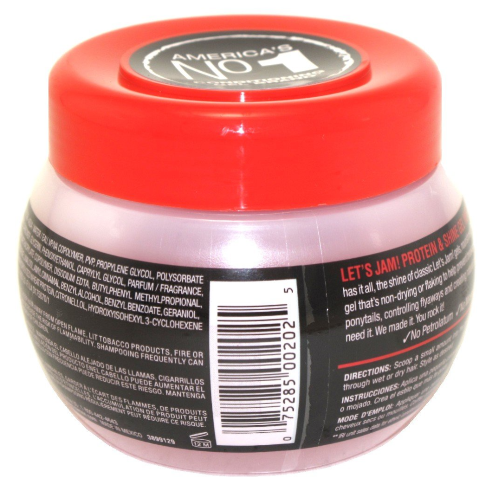 lets jam protein and shine gel mega hold no flakes styling gel for sleek strong and shiny hairstyles