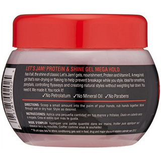 lets jam protein and shine gel mega hold no flakes styling gel for sleek strong and shiny hairstyles