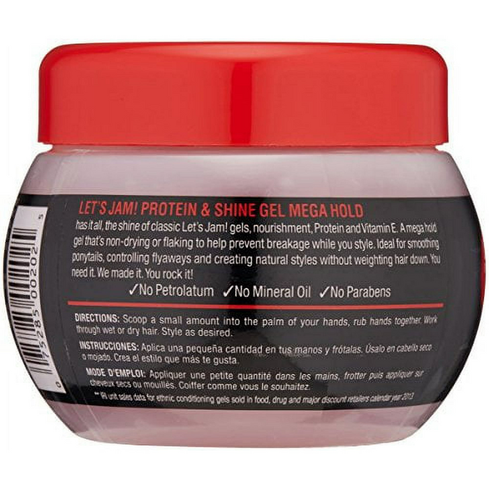 lets jam protein and shine gel mega hold no flakes styling gel for sleek strong and shiny hairstyles