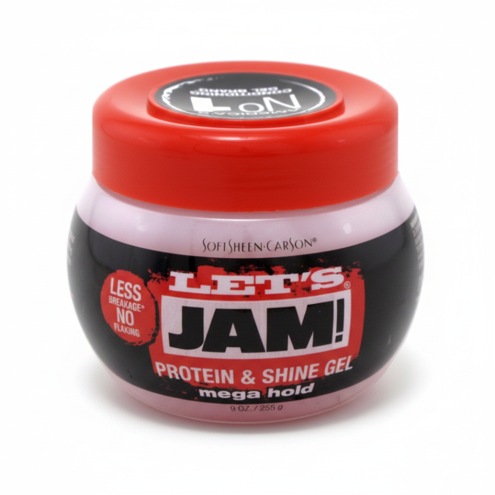 lets jam protein and shine gel mega hold no flakes styling gel for sleek strong and shiny hairstyles