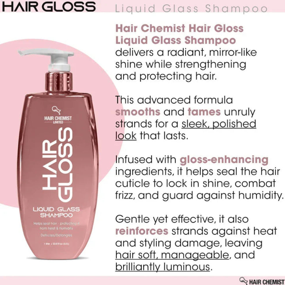 A close-up swatch showing the gentle, gel-like texture of the Hair Gloss Liquid Glass Shampoo.