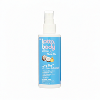 Lotta Body 5 in 1 leave in treatment coconut shea oils detangle shine heat protection hair care 5.1oz