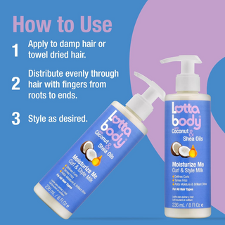 Lotta Body curl style milk coconut shea oils define curls shine moisture frizz control hair cream 8oz