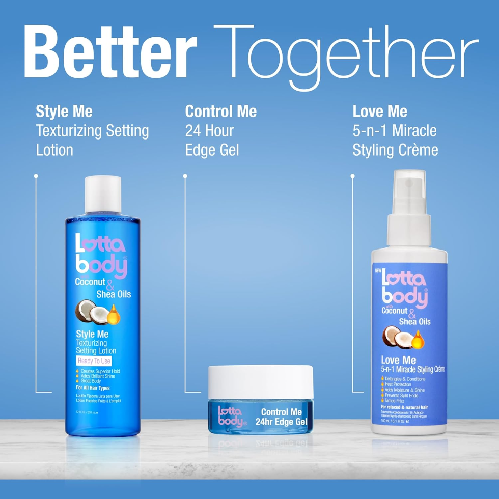 Lotta Body texturizing setting lotion coconut shea oils superior hold shine curl styling lotion 12oz