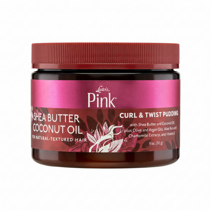 lusters pink shea butter coconut oil curl twist pudding defined curls moisturized soft shiny frizz control natural hair styling cream 11oz