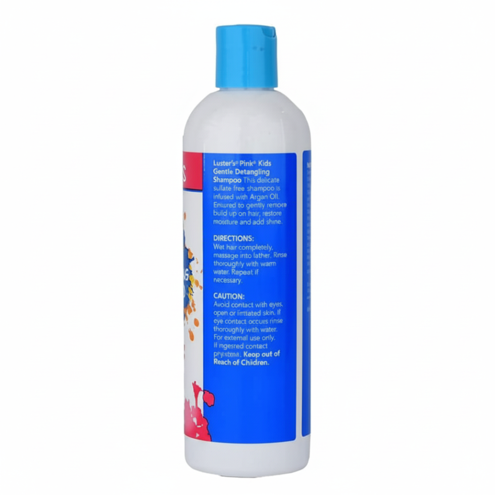 lusters pink kids gentle detangling shampoo hydrate detangle nourish soft smooth manageable kids hair care 355ml