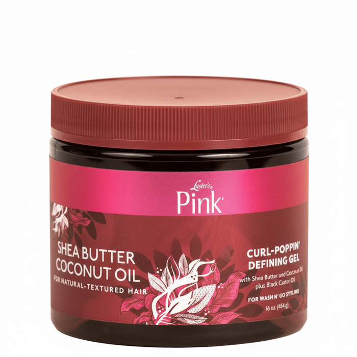 lusters pink shea butter coconut oil curl poppin defining gel moisture curl definition frizz control soft shiny curly hair gel 16oz