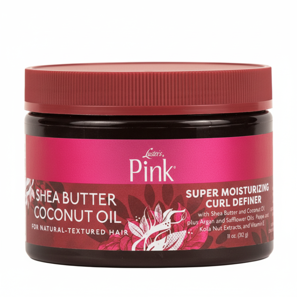 lusters pink shea butter coconut oil curl definer moisturize define curls frizz control soft shiny bouncy natural curly hair cream 11oz