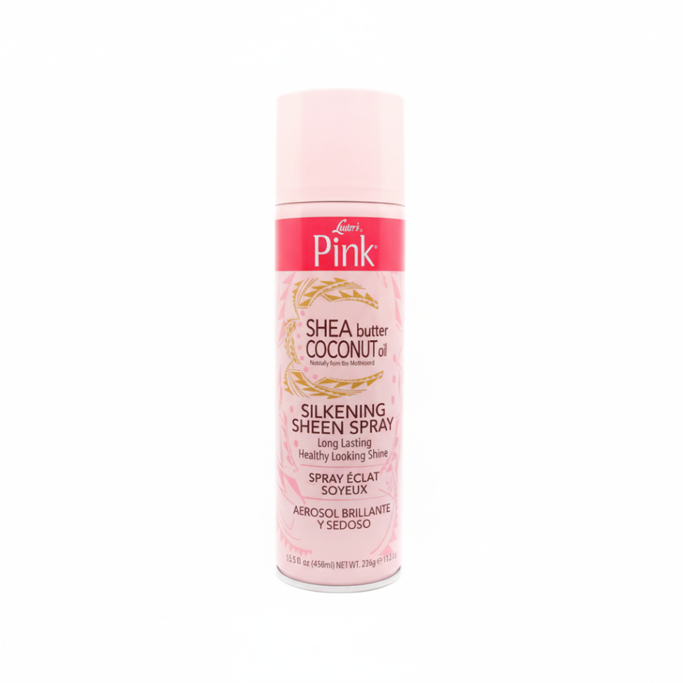 lusters pink shea butter coconut oil silkening sheen spray smooth protect hair shine frizz control lightweight glossy hair spray 15.5oz