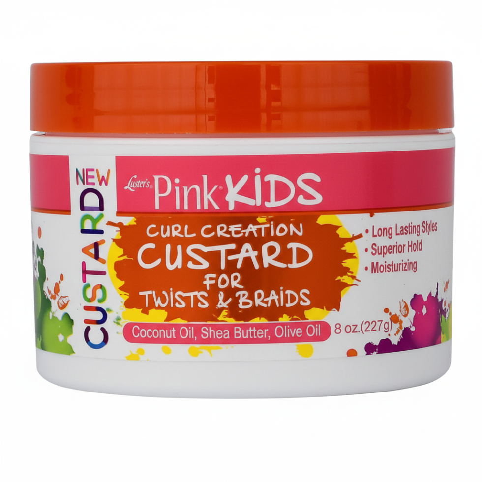 lusters pink kids curl creation custard twist braid styling gel define curls soft shiny frizz control kids hair care 227g
