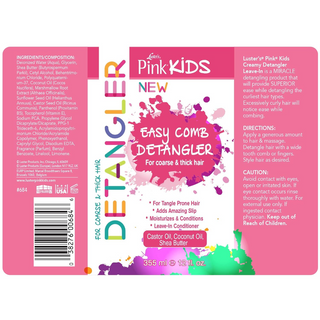 lusters pink kids easy comb detangler moisturizes curly hair tangle free soft smooth manageable kids hair care spray 12oz