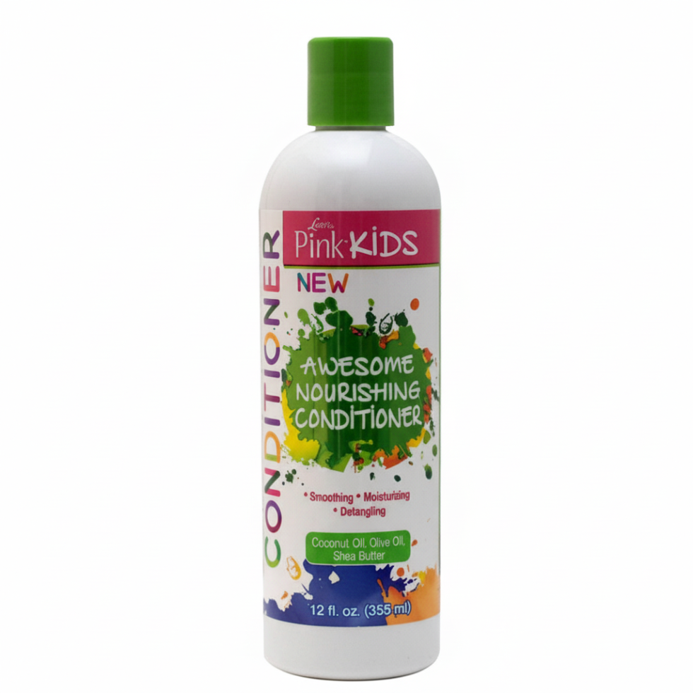 lusters pink kids awesome nourishing conditioner hydrate detangle soft shiny smooth manageable kids curly hair care 355ml