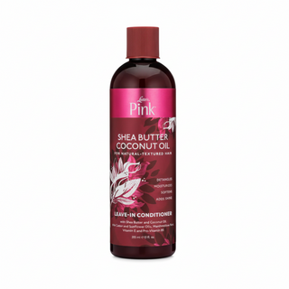 lusters pink shea butter coconut oil leave in conditioner hydrate detangle frizz control soft shiny manageable hair treatment 12oz