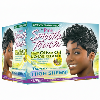 lusters pink smooth touch olive oil no lye relaxer super strength single application kit smooth straight manageable hair treatment