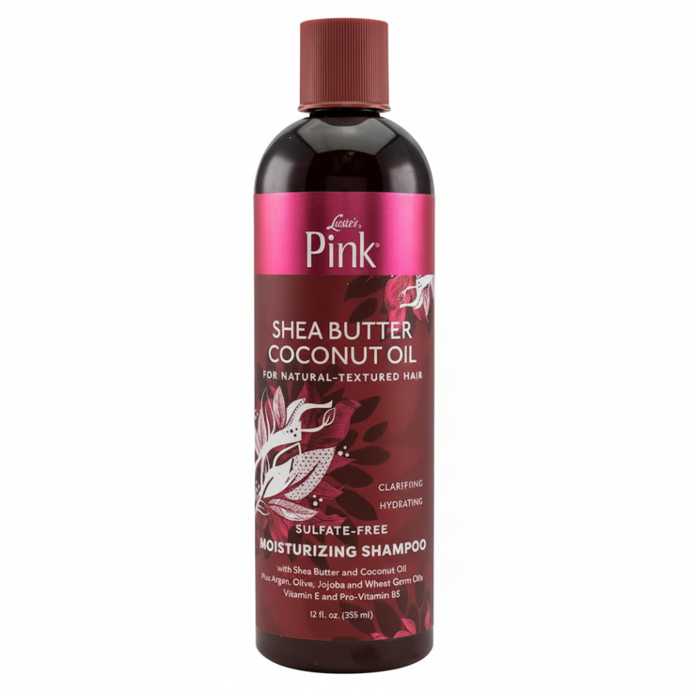 lusters pink shea butter coconut oil sulfate free moisturizing shampoo hydrate repair gentle cleansing soft shiny healthy hair 12oz