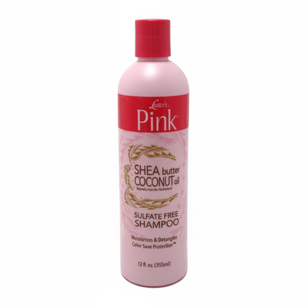 lusters pink shea butter coconut oil sulfate free shampoo moisture care hydrate soft shiny smooth healthy hair 355ml