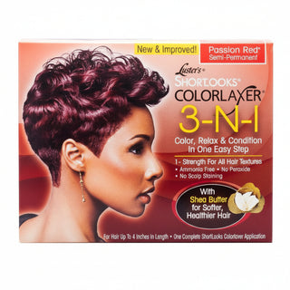 lusters shortlooks colorlaxer passion red 3 in 1 with shea butter hair color relaxer for vibrant red smooth and shiny hair results