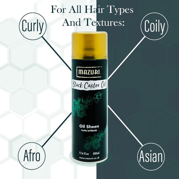 Mazuri Black Castor Oil Sheen Spray 500ml | Shine & Smooth Hair Finish