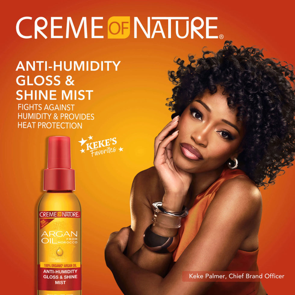 Creme of nature argan oil anti humidity gloss shine mist 118ml frizz control shine spray lightweight finishing spray for smooth shiny anti frizz hair styling product