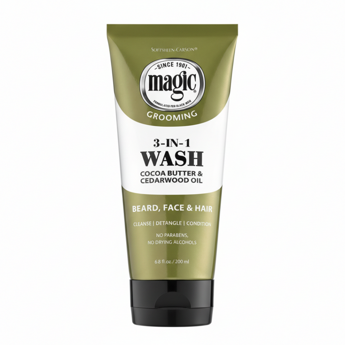 Magic Grooming 3-in-1 Wash 6.8oz | Beard Face & Hair Cleanse Detangle Care
