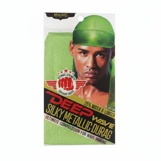 magic collection deep wave silky metallic durag electric lime 164 wave training hair protection durag for frizz control and secure styling