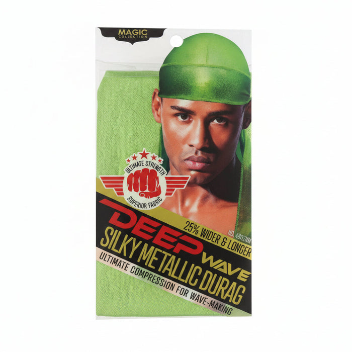 Magic Collection Deep Wave Silky Metallic Durag 164 Electric Lime | Wave Training Cap