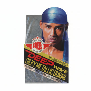 magic collection deep wave silky metallic durag blue wave training hair protection durag for frizz control and secure styling
