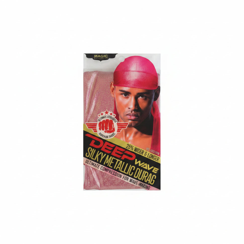 magic collection deep wave silky metallic durag pink wave training hair protection durag for frizz control secure styling and sleep wear