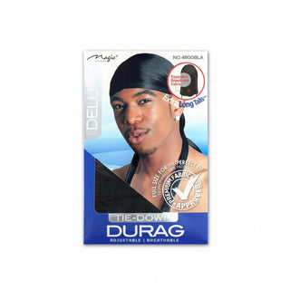 magic collection deluxe tie down durag 4800bla wave compression hair protection cap
