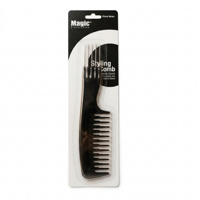 Magic Collection rake handle styling comb 2414 for detangling hair control and textured curly hair styling care