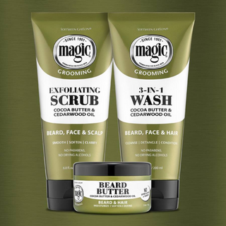 magic grooming 3 in 1 wash 6.8oz beard face hair cleanse detangle grooming shampoo soft fresh clean multi purpose men care product
