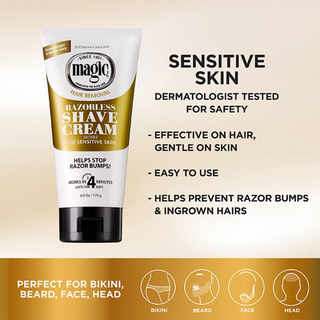 magic hair removal razorless cream shave 170g sensitive skin smooth maintenance no razor hair removal gentle grooming care product