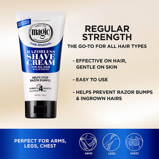 magic hair removal razorless shave cream 6oz regular strength smooth skin no razor stop razor bumps hair removal grooming product