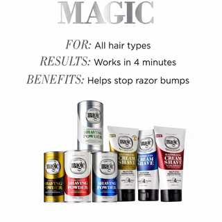 Magic shaving powder skin conditioning for bump free razorless shave smooth skin removal