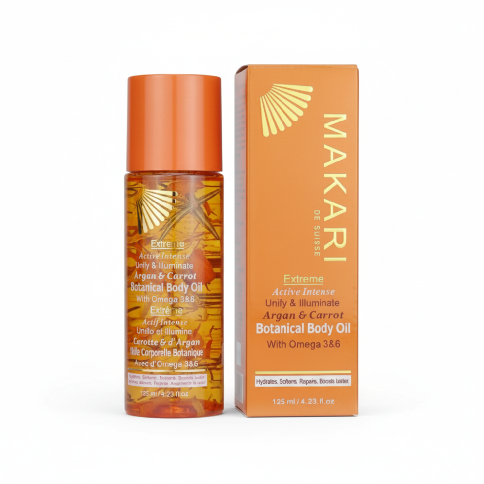 Makari argan carrot body oil 125ml omega 3 6 brightening nourishing glowing skin oil