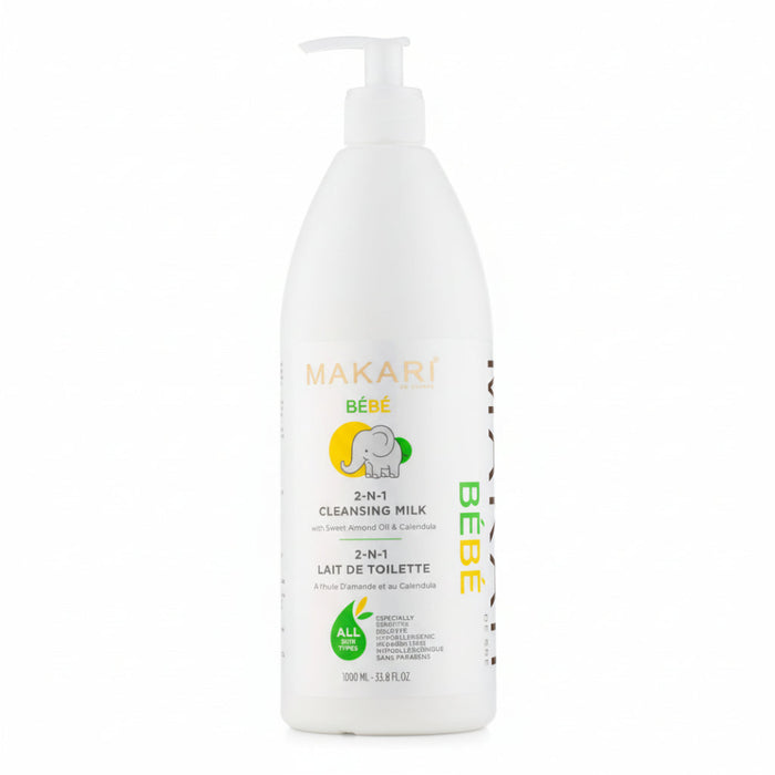 Makari bebe 2 in 1 cleansing milk 1000ml baby moisturizing gentle skin care cleanser