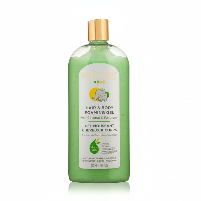 Makari bebe foaming gel 500ml baby hair body cleanser gentle soothing wash soft skin