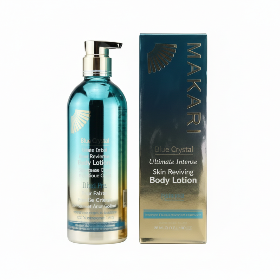 Makari blue crystal body lotion 500ml skin reviving hydrating brightening smooth skin
