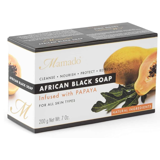 Mamado african black soap with papaya 200g restore cleanse and brighten skin for glowing even toned and smooth complexion care