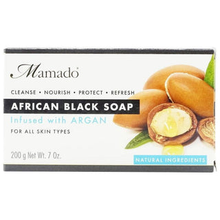 Mamado african black soap with argan 200g deep cleansing and skin nourishing soap for soft smooth and healthy glowing skin