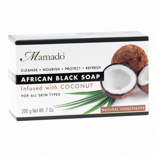 Mamado african black soap with coconut 200g cleanse soothe and hydrate skin for soft smooth and healthy looking skin