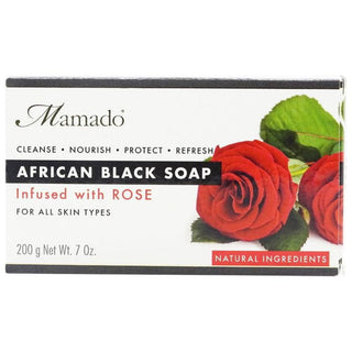 Mamado african black soap with rose 200g gentle nourishing skin care soap for soft smooth and healthy glowing skin