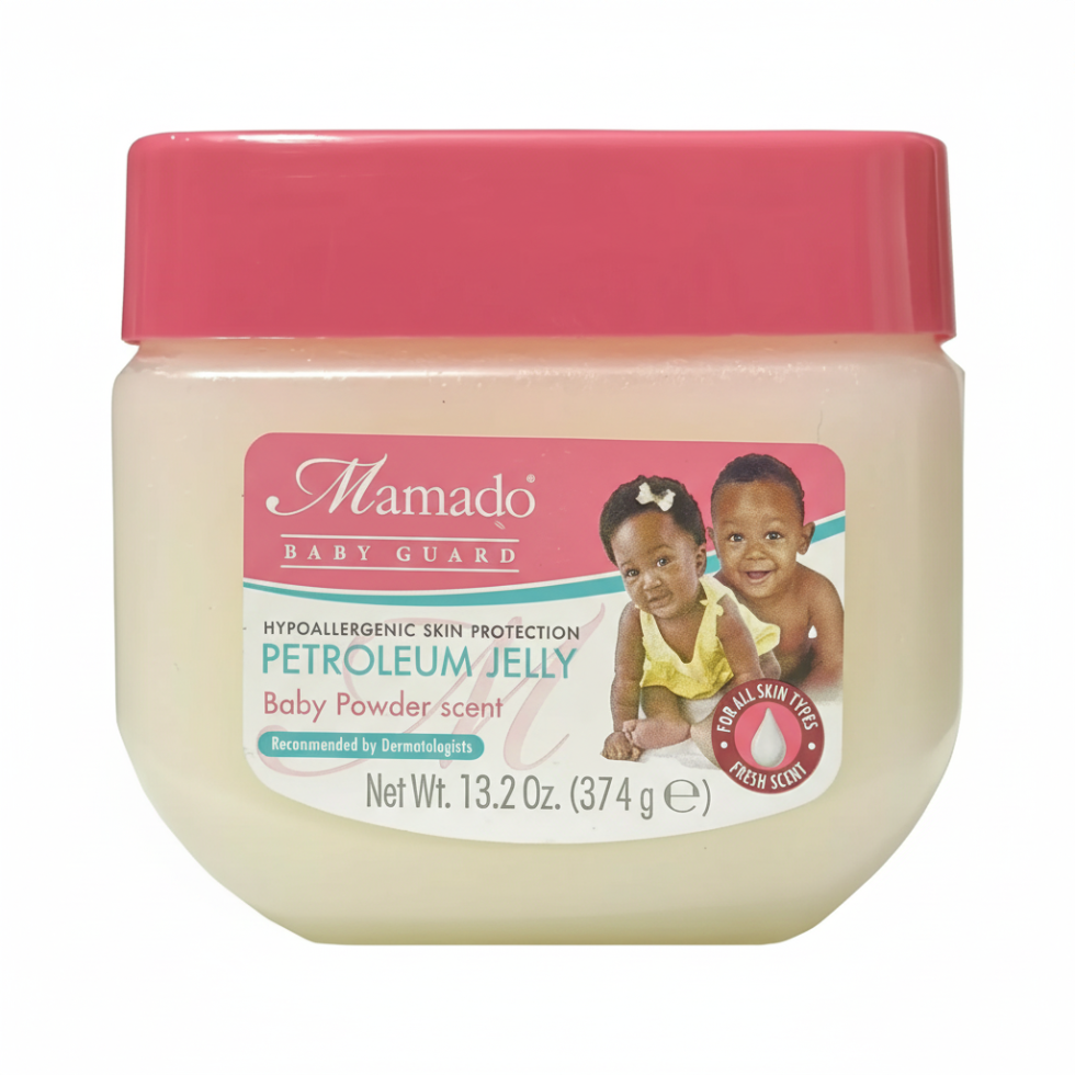 Mamado baby guard petroleum jelly 13.2oz baby powder scent moisture care for soft smooth protected skin