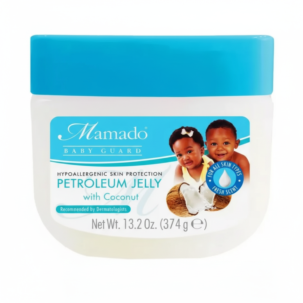 Mamado baby guard petroleum jelly with coconut 13oz baby skin protection for dryness nappy rash and soft smooth skin