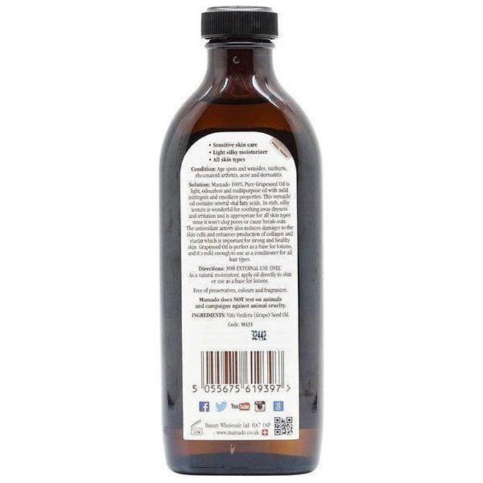 Mamado Grapeseed Oil 150ml | 100% Pure Skin, Hair & Aromatherapy Oil