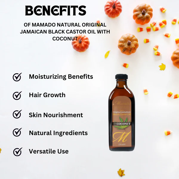 Mamado Jamaican black castor oil with coconut 150ml for hair growth and moisture care