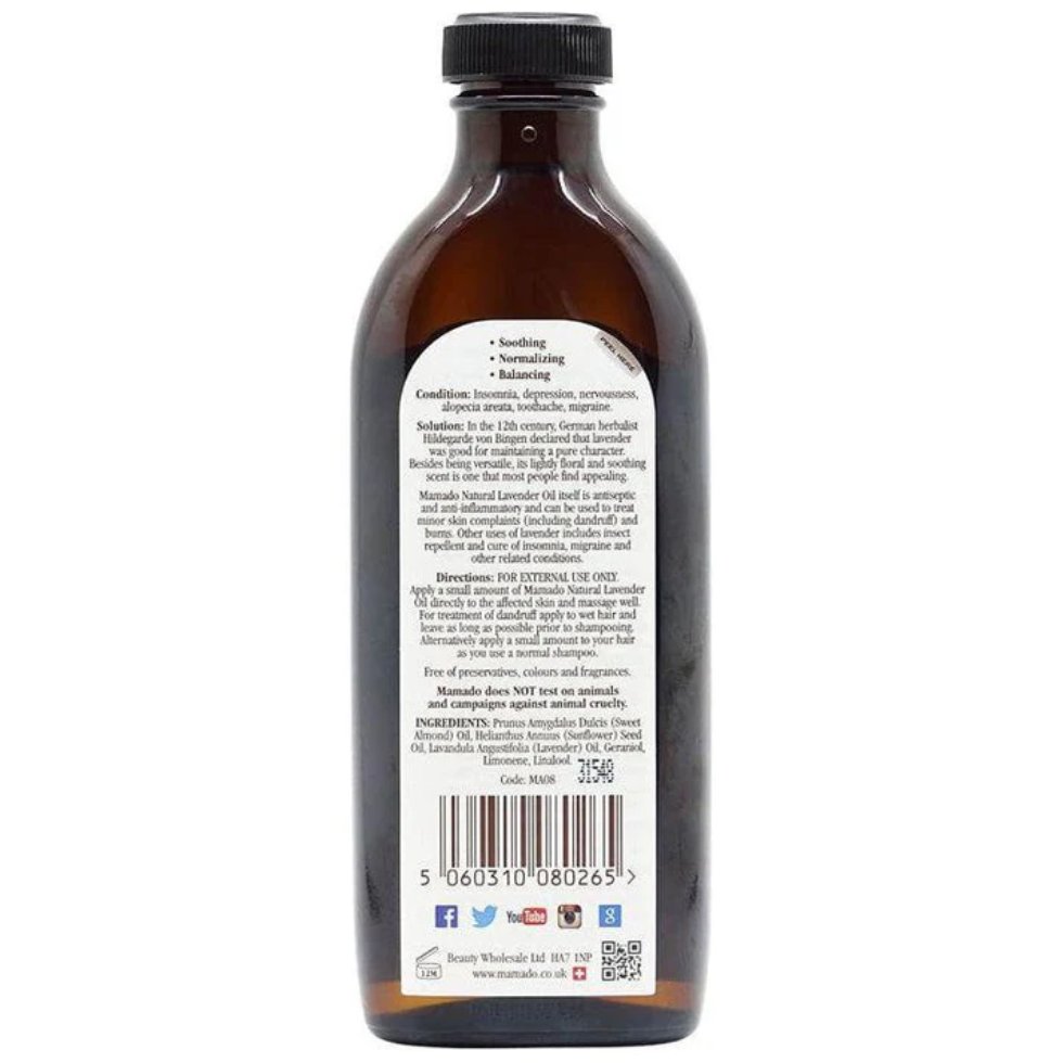 Mamado natural lavender oil 150ml calming skin care and aromatherapy oil for hair skin massage and daily moisture care