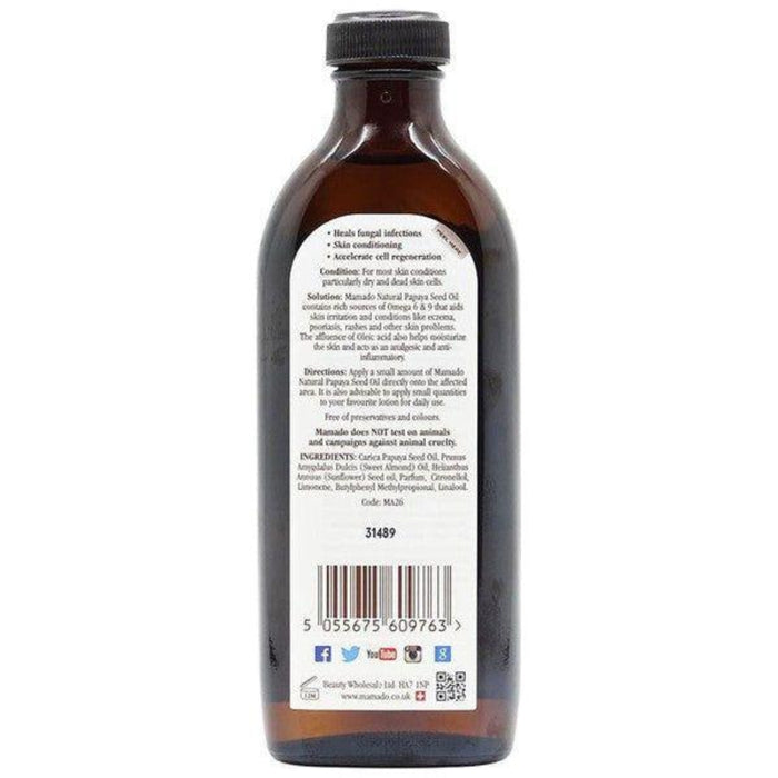 Mamado natural papaya oil 150ml nourishing oil for skin hair and scalp care for moisture softness and healthy glow