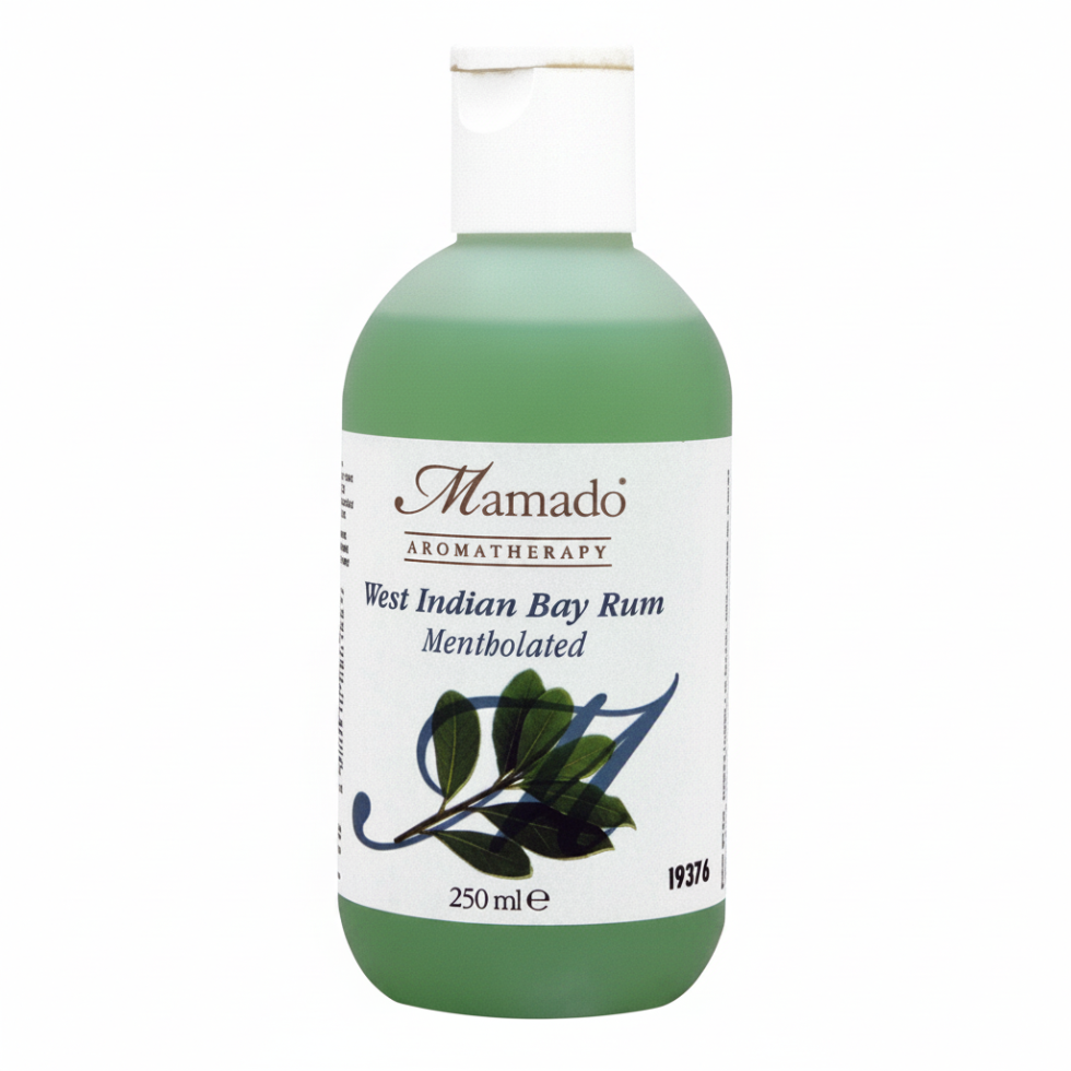 Mamado west indian bay rum mentholated 250ml cooling aftershave and fresh fragrance for men with menthol soothing and refreshing grooming care